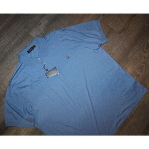 NWT Polo Ralph Lauren Polo Shirt Men's Big & Tall‎ Cotton Horse Heather Blue 3XB